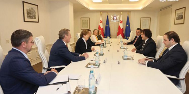 Irakli Kobakhidze, Prime Minister of Georgia meeting US Senator Jeanne Shaheen and Congressman Mike Turner. Source: gov.ge