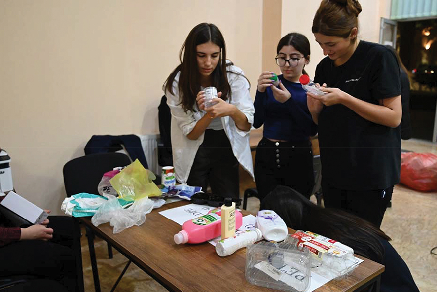 Sorting plastics at the Eco Centre, Rustavi. Source: FB