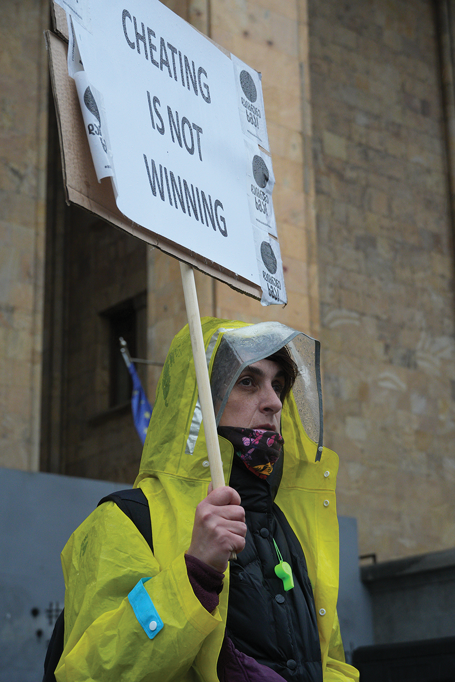 A protester in Tbilisi. Photo by Erekle Poladishvili