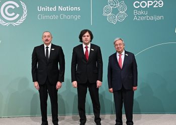 Azeri President Ilham Aliyev, Georgian PM Irakli Kobakhidze, and António Guterres, Secretary-General of the United Nations. Source: FB