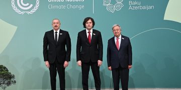 Azeri President Ilham Aliyev, Georgian PM Irakli Kobakhidze, and António Guterres, Secretary-General of the United Nations. Source: FB