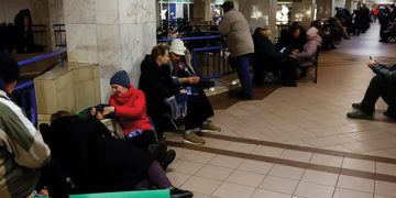 People take shelter inside a metro station in Kyiv during a Russian military attack on Thursday/ REUTERS