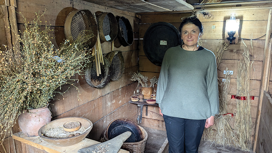 Guesthouse owner Manona in her small wheat museum