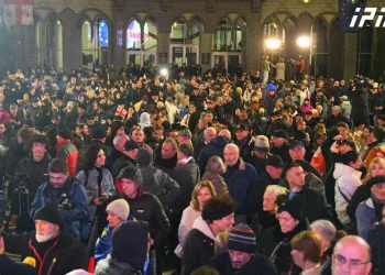 Participants of “We are Europe” rally block Rustaveli Avenue
