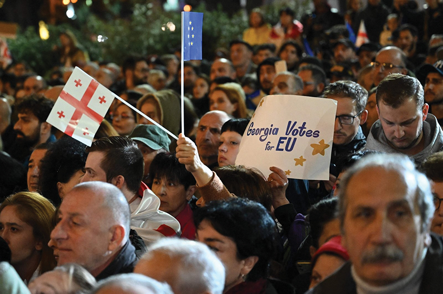 Georgian protesters in October. Source: AFP