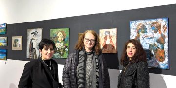Author (right), with co-curator Birgit Wichmann and artist Nino Simoneishvili