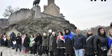 Human chain formed in cities of Georgia