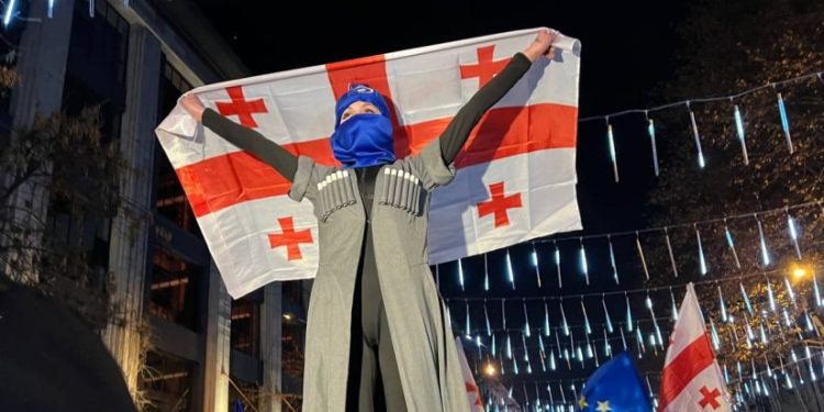 “To Europe with Khorumi” – Dancers’ march on Rustaveli Avenue