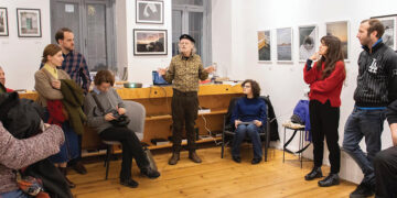 Tony Hanmer talking at Fotografia Gallery. Source: FB