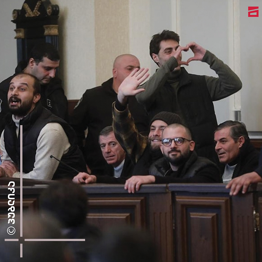 Georgians arrested in December try to keep up high spirits despite ongoing detainment. Source: Publika