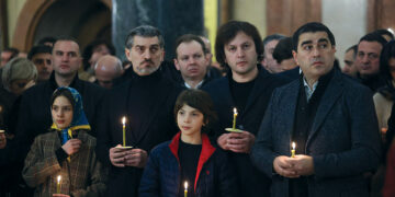 Members of the Georgian Dream party on Orthodox Christmas Eve, Speaker Papuashvili among them (right). Source: FB