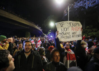 Demonstrators protest "foreign agents" bill in Tbilisi, May 2024. Photo by Irakli Gedenidze/Reuters