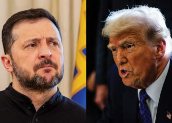 Ukraine’s President Volodymyr Zelensky and US President Donald Trump. Composite: AP, REX/Shutterstock