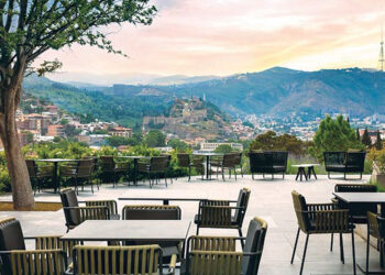 Sheraton Grand Tbilisi Metechi Palace’s terrace overlooking Tbilisi’s old town. Source: Sheraton.
