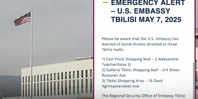 US Embassy warns citizens of bomb threats at three Tbilisi malls