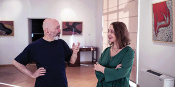 Artist Merab Kopaleishvili with Mzia Chikhradze