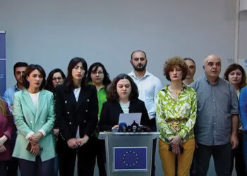 Georgian NGOs protest the government's demands. Source: Multimedia.ge