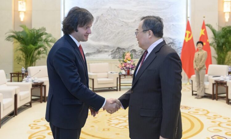 Irakli Kobakhidze meets Head of Chinese Communist Party' International Department, Liu Jianchao in 2024. Source: Georgian Dream FB