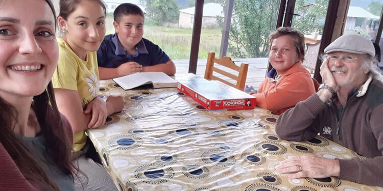 Locals in Svaneti playing board games. Photo by the author