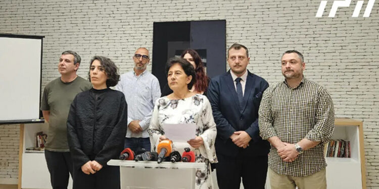 Heads of the affected NGOS at a briefing. Source: IPN