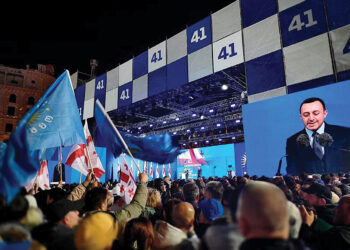 Then-Georgian Dream chair Irakli Garibashvili during final campaign rally in Tbilisi. Photo by Jelger Groeneveld