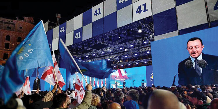 Then-Georgian Dream chair Irakli Garibashvili during final campaign rally in Tbilisi. Photo by Jelger Groeneveld