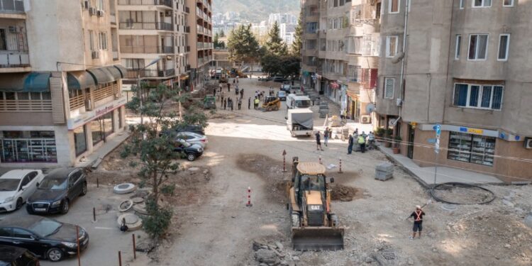 Rehabilitation works underway on Merab Aleksidze Street and surrounding areas