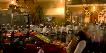 Protesters break into President Kavelashvili’s administration yard, police respond with pepper spray and water cannon