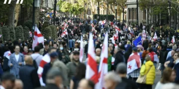 Protesters block Rustaveli Avenue and Freedom Square