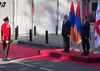 Official welcoming ceremony for Armenian President held at Georgian Presidential Palace — joint press conference to follow