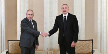 PM of Armenia and President of Azerbaijan after signing off on the peace deal. Source: tasnimnews