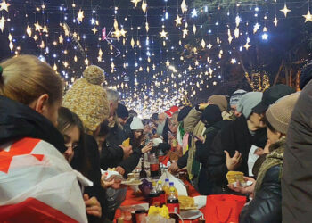 New Year on Rustaveli Avenue, Tbilisi, 2024. Photo by Mariam Avakova