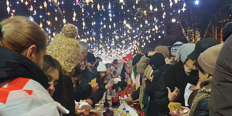 New Year on Rustaveli Avenue, Tbilisi, 2024. Photo by Mariam Avakova