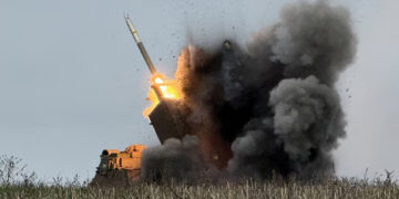 Ukrainian servicemen fire a Multiple Launch Rocket System towards Russian troops near Pokrovsk in Donetsk region, Ukraine. Source: REUTERS/Stringer