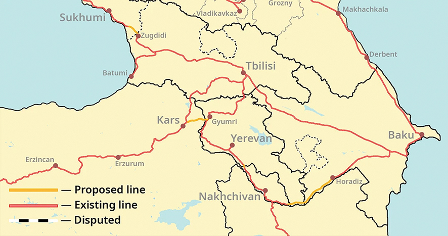Railway line map - South Caucasus. By Robin Fabbro/OC Media