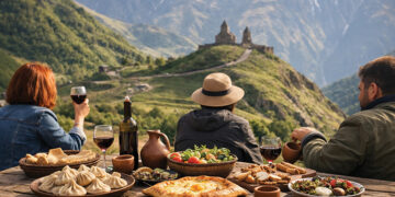 Tourists overlooking Georgian scenery. Source: georgianholidays