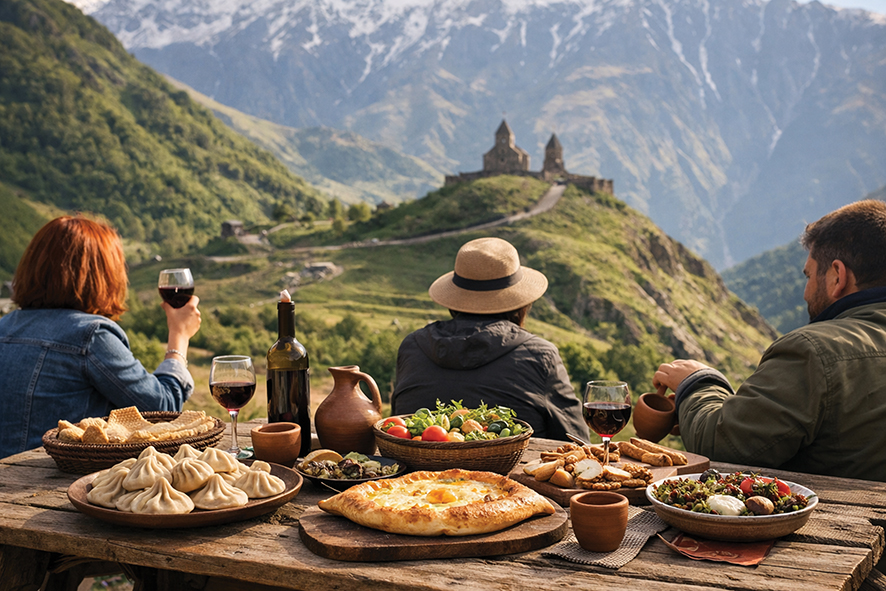 Tourists overlooking Georgian scenery. Source: georgianholidays