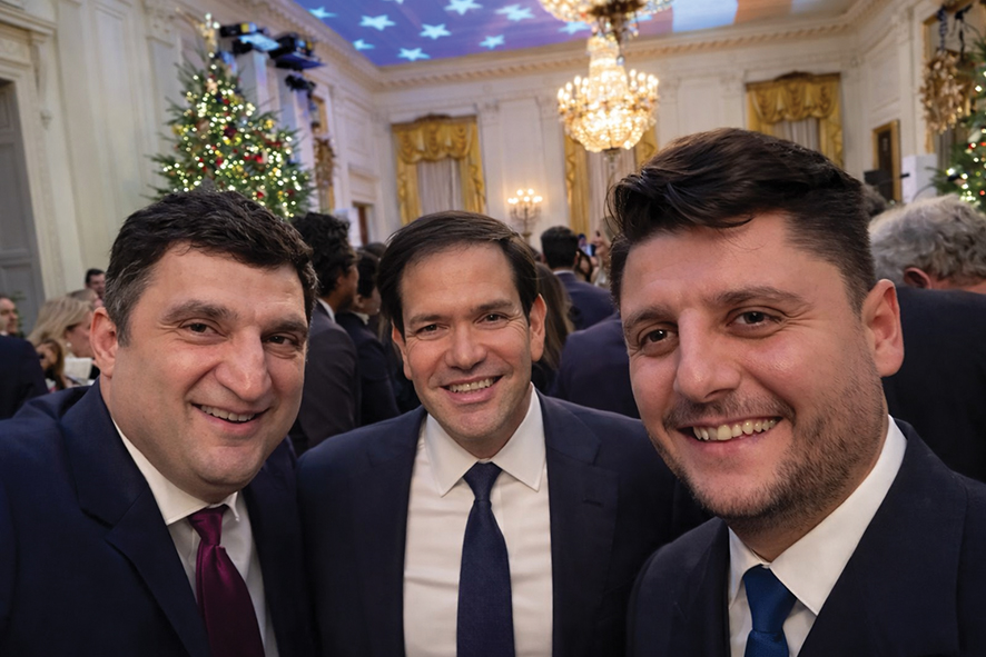 Irakli Kverghelidze, Marco Rubio, and Tornike Janashvili at the White House