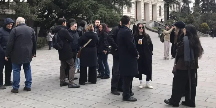 Students protest at TSU as Academic Council discusses merger with Georgian Technical University