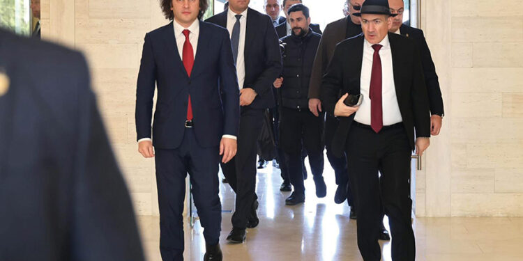 Prime Minister Irakli Kobakhidze with Armenian Prime Minister Nikol Pashinyan. Source: FB