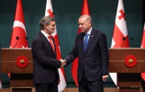 Georgian President Mikheil Kavelashvili and Turkish President Recep Tayyip Erdogan. Source: 1TV