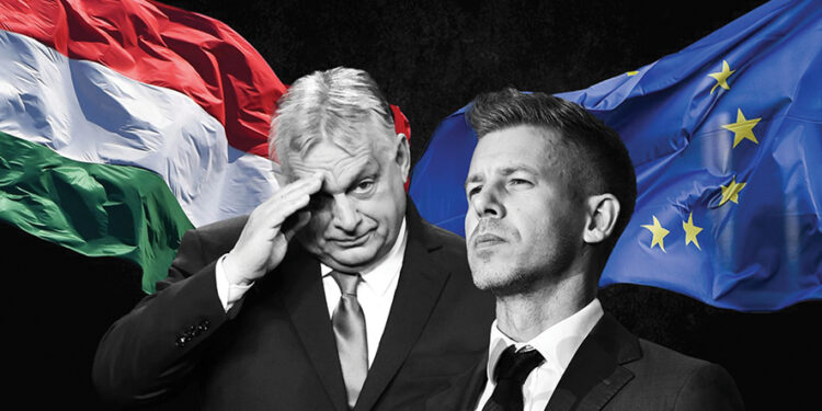 Orban out, Magyar in. Image by Miriam Saenz de Tejada/Euractiv