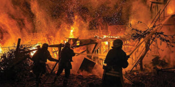 Firefighters work at a site of a Russian drone strike in Odesa region on April 29. Source: REUTERS