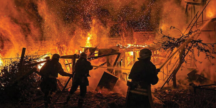 Firefighters work at a site of a Russian drone strike in Odesa region on April 29. Source: REUTERS
