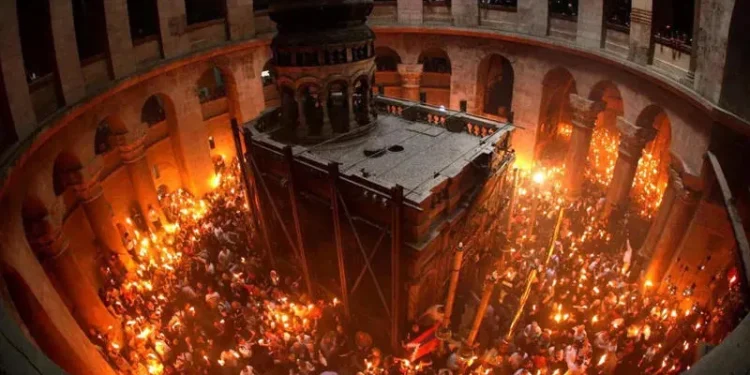 Holy Fire Descends at the Holy Sepulchre in Jerusalem