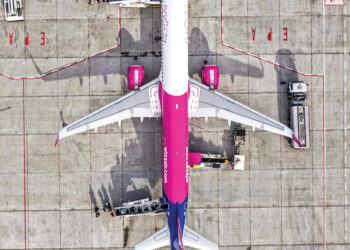 A WizzAir plane at Kutaisi Airport. Photo by Ezz Gaber