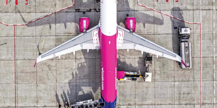 A WizzAir plane at Kutaisi Airport. Photo by Ezz Gaber