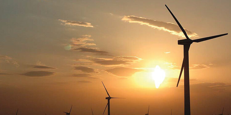 A wind power plant. Source: Wikipedia