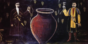 Two Georgians at a marani by Niko Pirosmani