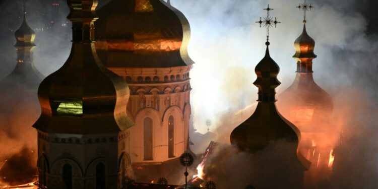 Fire breaks out at historic Kyiv Pechersk Lavra following major Russian attack